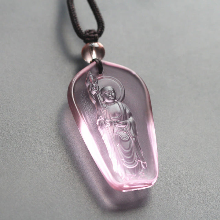 BWOOOH Ksitigarbha Buddha Liuli Crystal Serenity Amulet Necklace Pendant