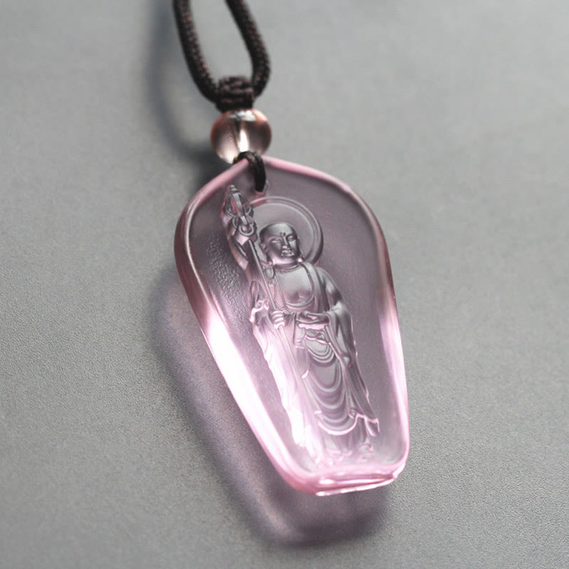 BWOOOH Ksitigarbha Buddha Liuli Crystal Serenity Amulet Necklace Pendant