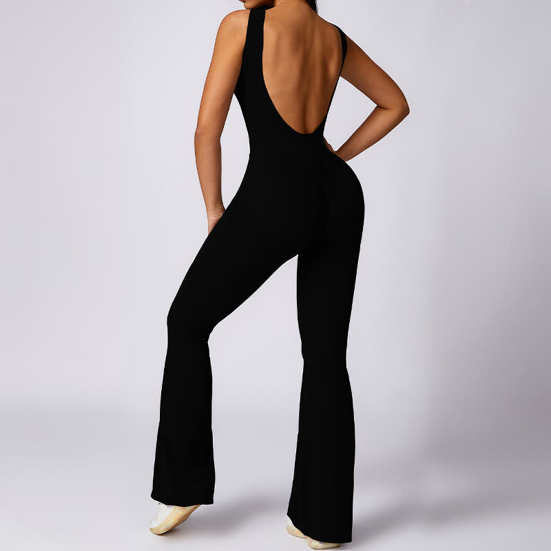 BWOOOH printed yoga pants - Women Casual Sleeveless Jumpsuit Flare P