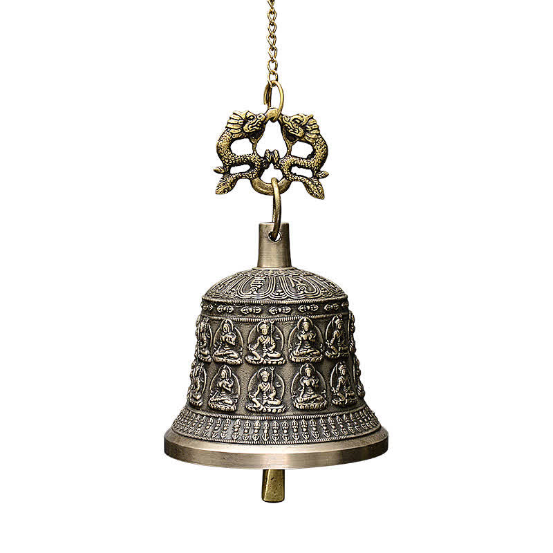 BWOOOH copper wind chime feng shui - Tibetan Engraved Buddha Dragon Wind Chim