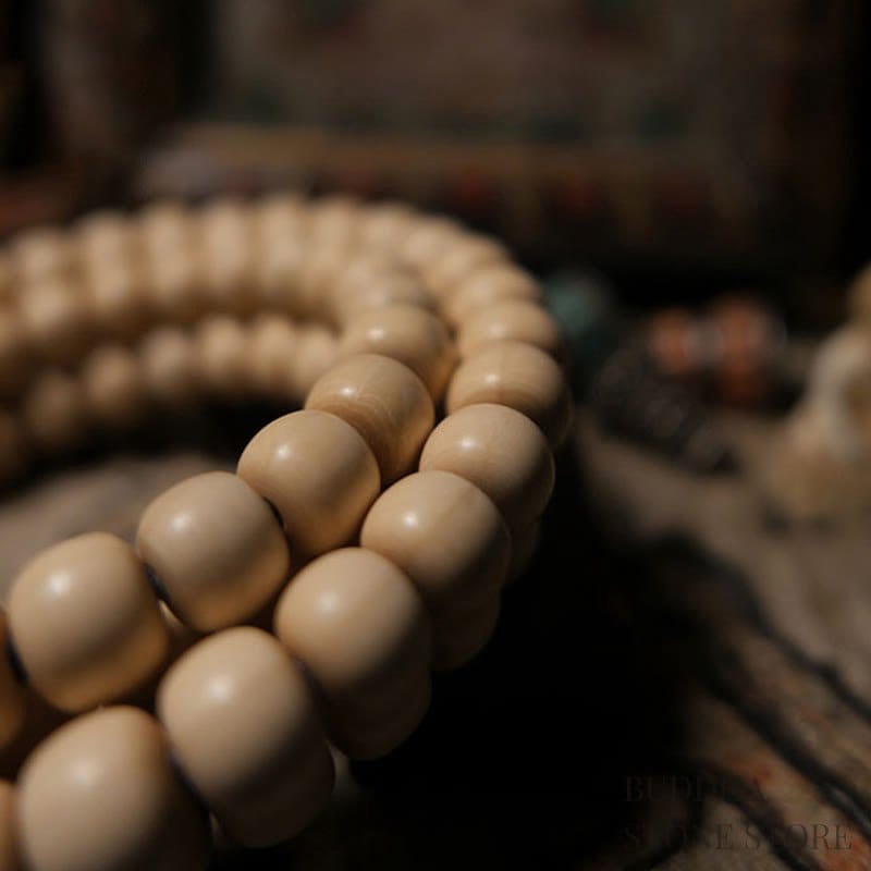 BWOOOH 108 Mala Beads Abelia Biflora Wood Warding Off Evil Spirits Wrist Mala