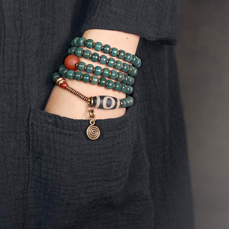BWOOOH 108 Mala Beads Bodhi Seed Dzi Bead Wisdom Bracelet