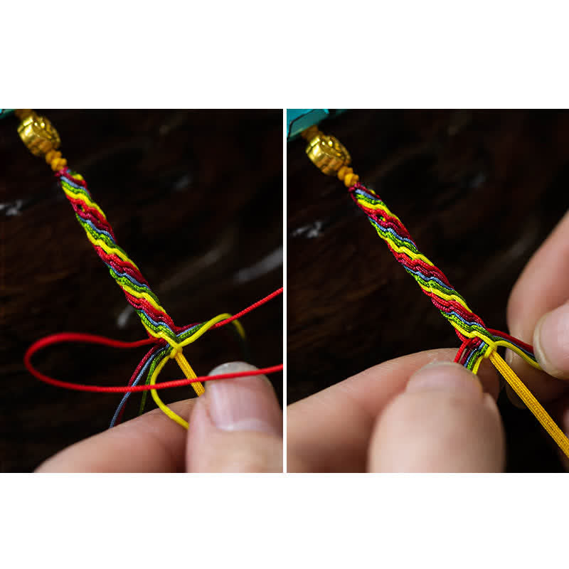 BWOOOH Gold Swallowing Beast Family Luck Reincarnation Knot Colorful String Bracelet