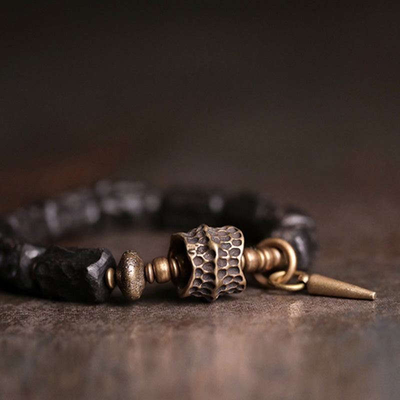 BWOOOH Ebony Wood Copper Balance Protection Couple Bracelet | natural stone spiritual bracelet for healing and mindful living