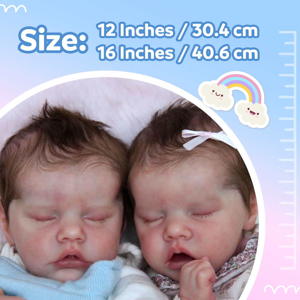 12 & 16 Inches Full Body Silicone Twins Boy and Girl, Affordable Flexible Silicone Newborn Baby Dolls