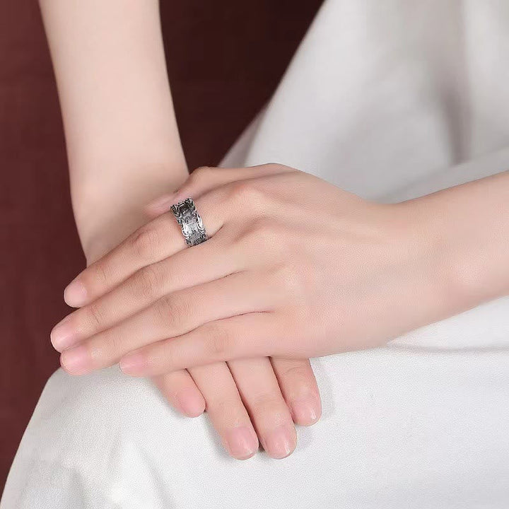 BWOOOH Tibetan Om Mani Padme Hum Design Peace Adjustable Ring