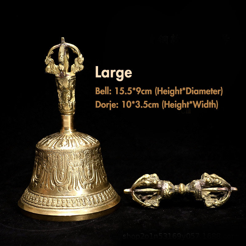 BWOOOH Tibetan Meditation Bell and Vajra Dorje Copper Decoration Set | spiritual healing bracelet