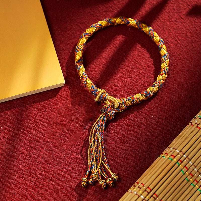 BWOOOH Handmade Tibetan Five God Of Wealth Dragon Scale Rope Luck Braid Bracelet