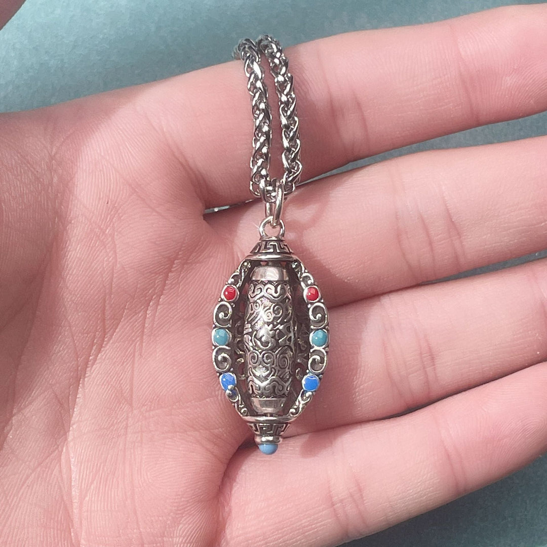 BWOOOH Tibetan Om Mani Padme Hum Purity Rotatable Necklace Pendant