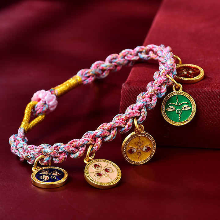 BWOOOH Handmade Tibetan Multicolored Rope Five God Of Wealth Luck Braid Bracelet
