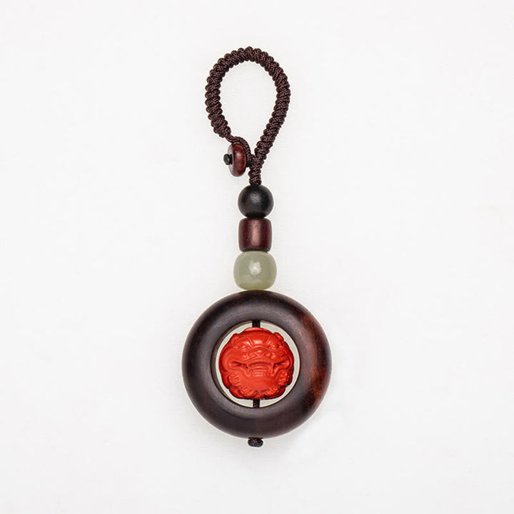 BWOOOH Tibet Om Mani Padme Hum PiXiu Copper Coin Small Leaf Red Sandalwood Cinnabar Pro | PiXiu