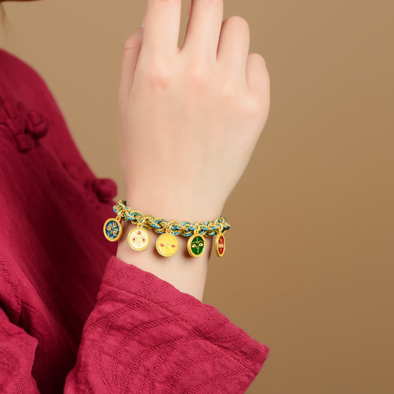 BWOOOH Tibetan Five God Of Wealth Luck Handcrafted Braid String Bracelet