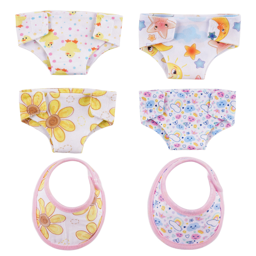 12" - 16" Bibs and Diapers 12 Pcs Reborn Baby Doll Accessories Set
