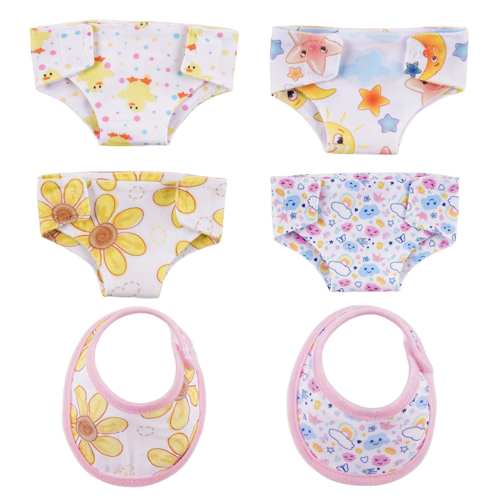 12" - 16" Bibs and Diapers 12 Pcs Reborn Baby Doll Accessories Set