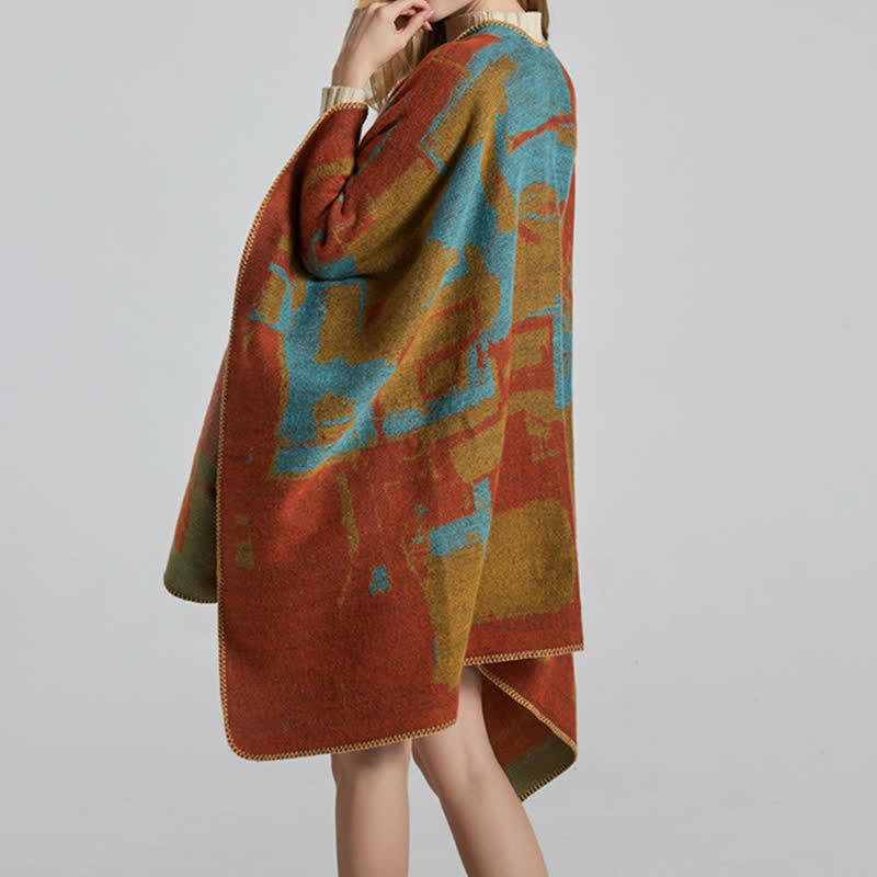 BWOOOH Tibetan Orange Shawl Warm Cloak Scarf