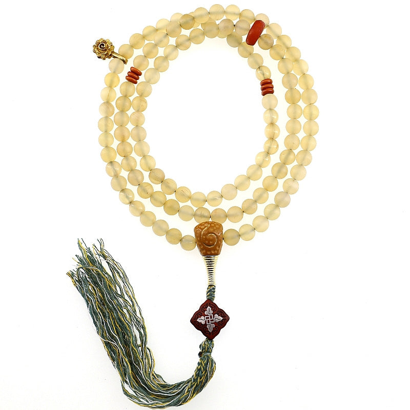 BWOOOH 108 Mala Beads Tibet Sheep Horn Amber Luck Bracelet