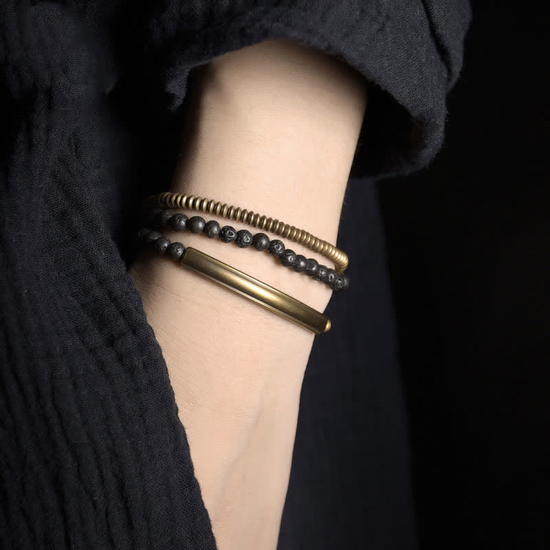 BWOOOH Vintage Lava Rock Copper Support Bracelet