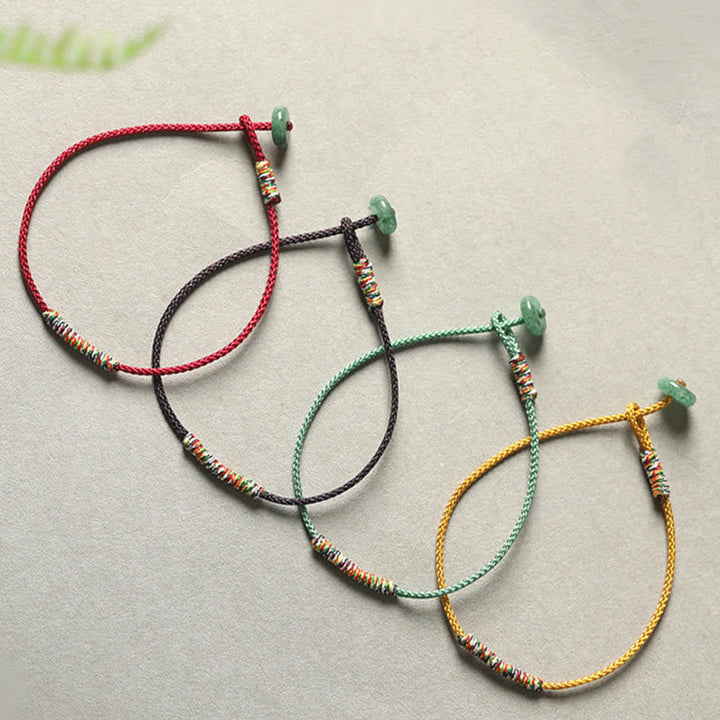 BWOOOH Tibetan Handmade Green Aventurine Luck Protection Braided Rope Bracelet