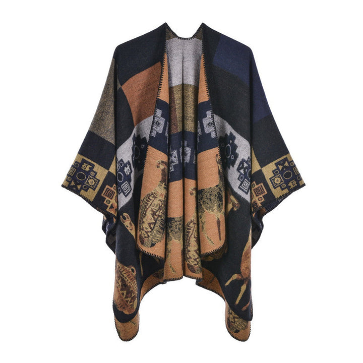 BWOOOH Tibetan Shawl Deer Vase Geometric Shapes Winter Co