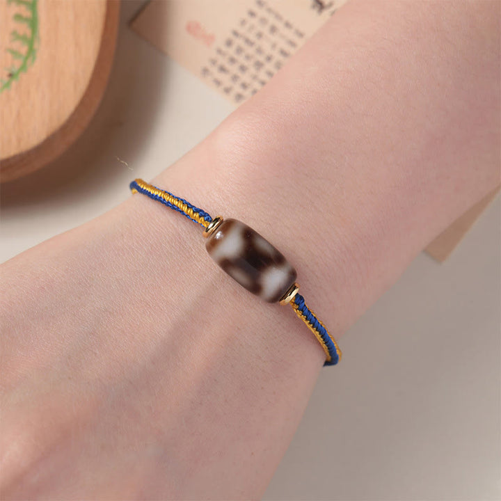 BWOOOH Tibetan Three-eyed Dzi Bead Luck Happiness Bracelet