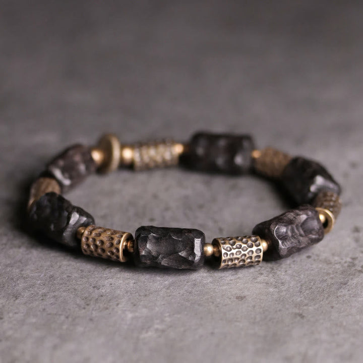 BWOOOH Tibetan Ebony Wood Copper Calm Peace Bracelet | natural stone spiritual bracelet for healing and mindful living