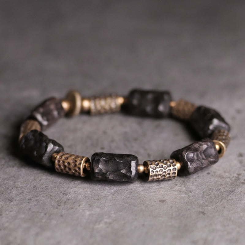 BWOOOH Tibetan Ebony Wood Copper Calm Peace Bracelet | natural stone spiritual bracelet for healing and mindful living