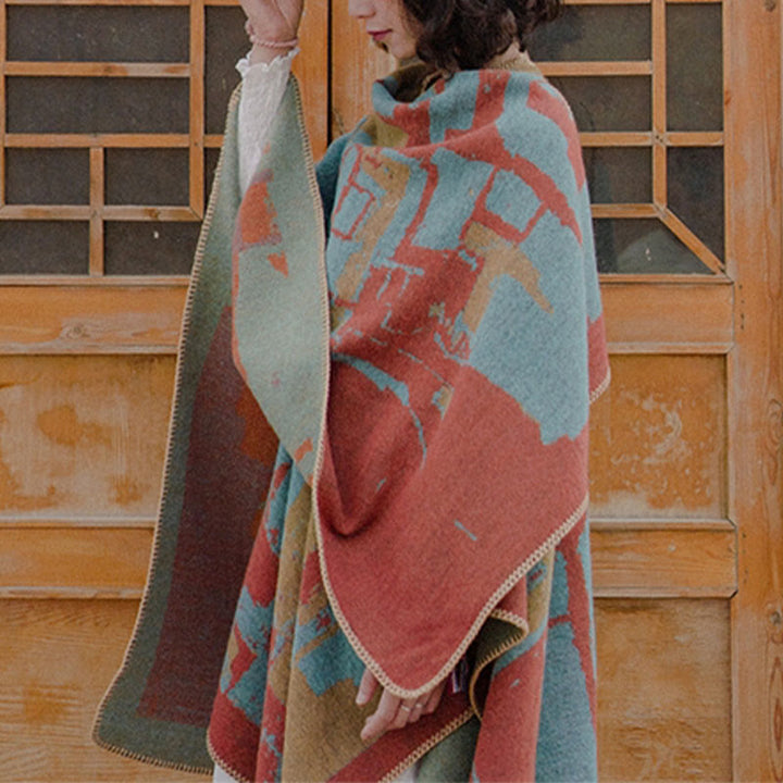 BWOOOH Tibetan Orange Shawl Warm Cloak Scarf