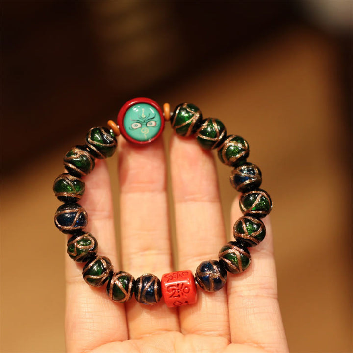 BWOOOH Tibetan Gold Swallowing Beast Family Five God Of Wealth Thangka Fortune Bead Bracelet