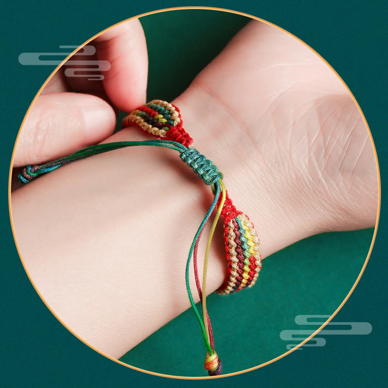 BWOOOH Tibet Handmade Rainbow Multicolored Protection Braided String Bracelet