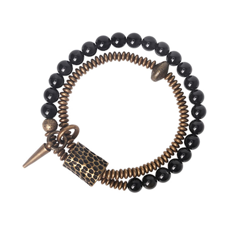 BWOOOH Rainbow Obsidian Copper Inner Peace Healing Double Layer Bracelet | spiritual healing bracelet