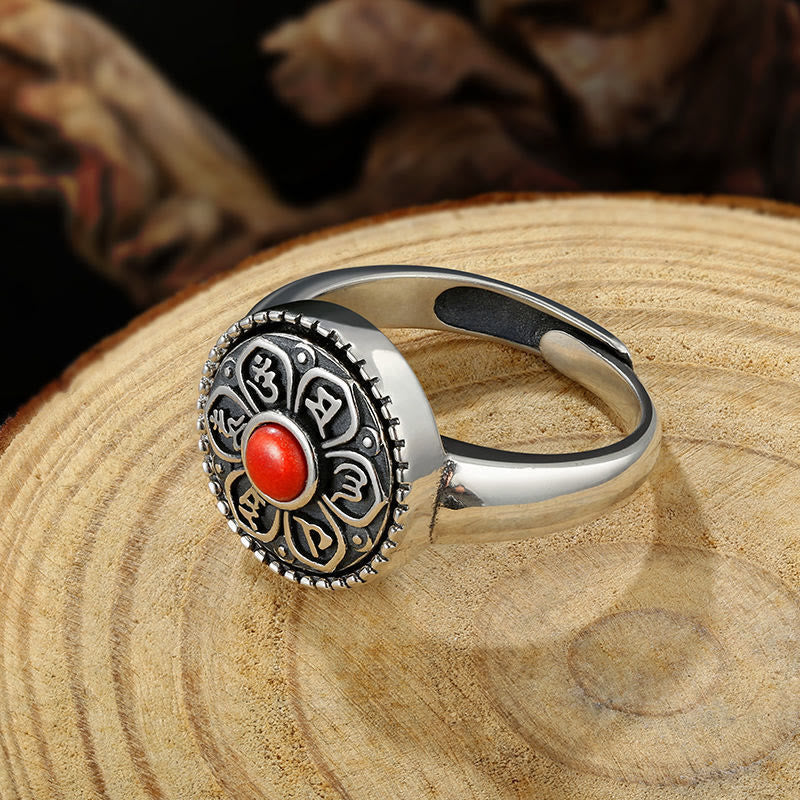 BWOOOH Tibetan Om Mani Padme Hum Peace Rotatable Ring