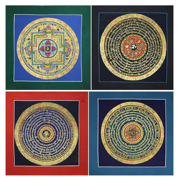 BWOOOH Tibetan Handmade Thangka Painting Spiritual Blessing Blind Box Random Color Pattern | natural stone Tibetan bracelet