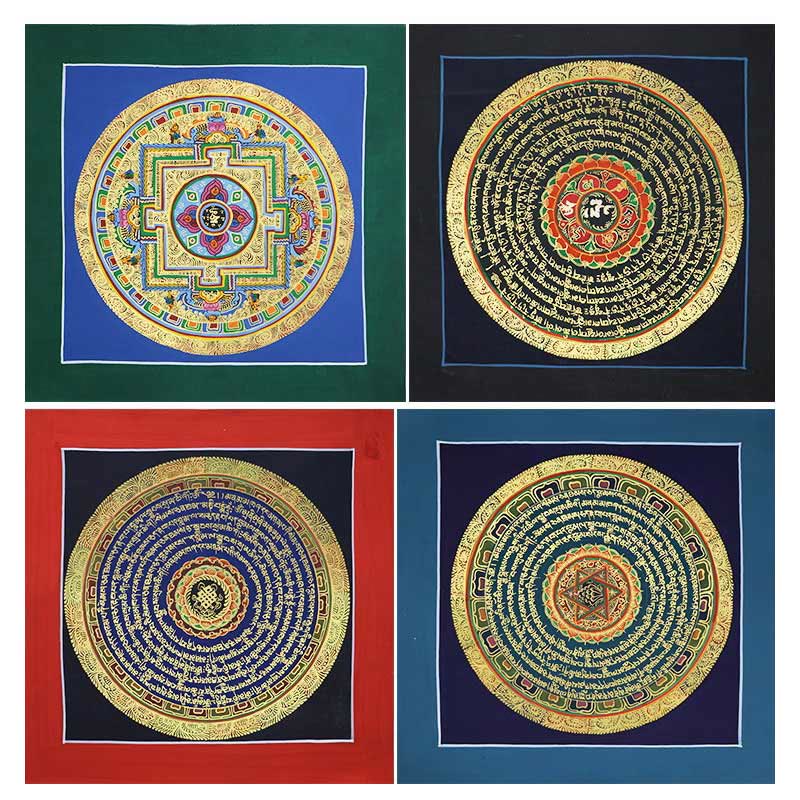 BWOOOH Tibetan Handmade Thangka Painting Spiritual Blessing Blind Box Random Color Pattern | natural stone Tibetan bracelet