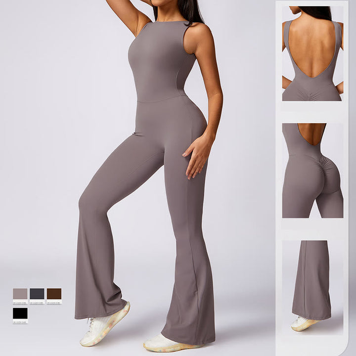 BWOOOH printed yoga pants - Women Casual Sleeveless Jumpsuit Flare P