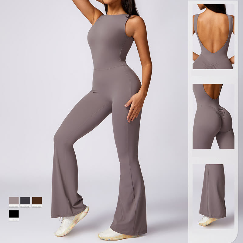 BWOOOH printed yoga pants - Women Casual Sleeveless Jumpsuit Flare P