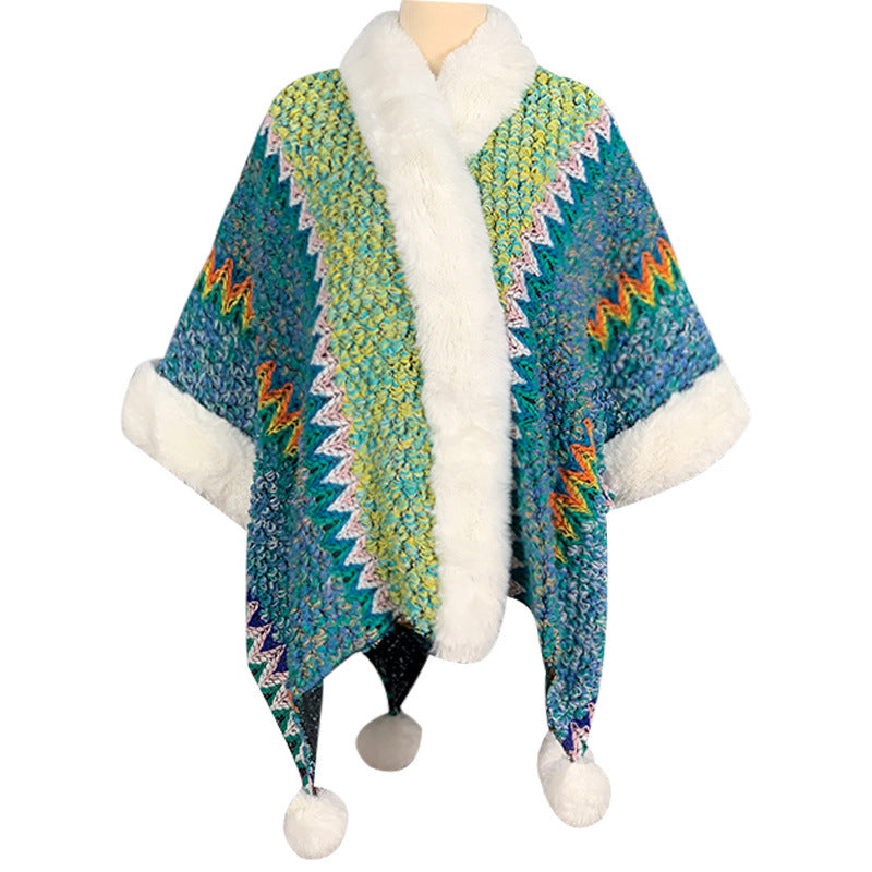 BWOOOH Tibetan Multicolored Striped Shawl Winter Cozy Tra