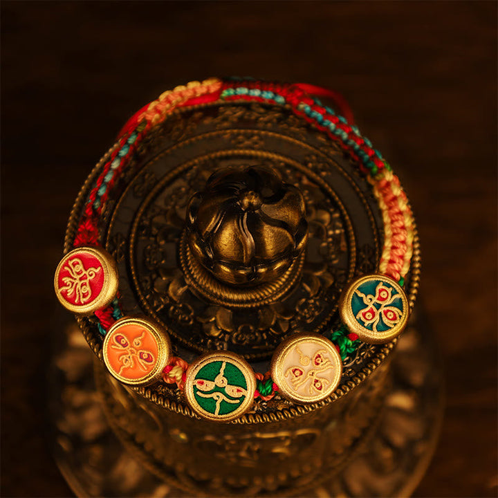 BWOOOH Tibetan Five God Of Wealth Colorful Rope Braided Luck Bracelet