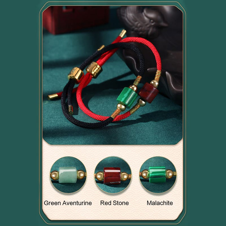 BWOOOH Tibet Handmade Green Aventurine Red Stone Malachite Luck Protection Braided Rope Bracelet  -  Green Aventurine Tibeta...