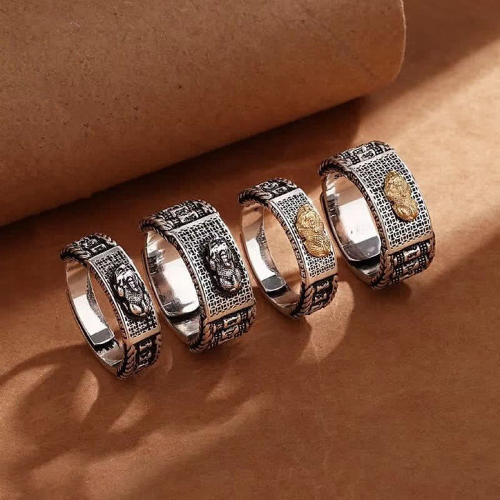 BWOOOH Lucky FengShui PiXiu Wealth Prayer Wheels Couple Ring