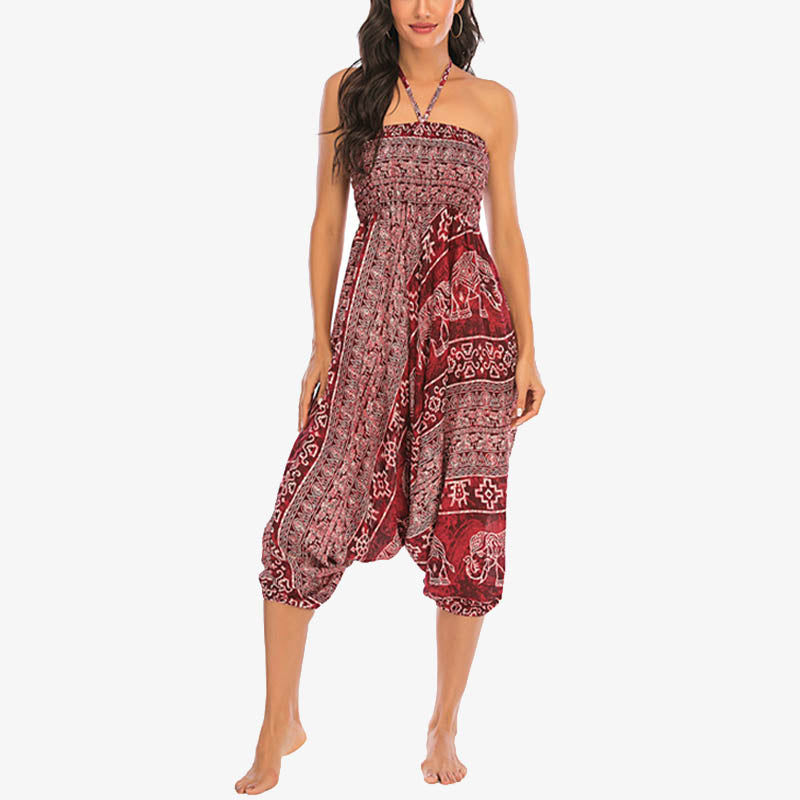 BWOOOH printed harem pants - Two Style Wear Elephant Pattern Loose Sm