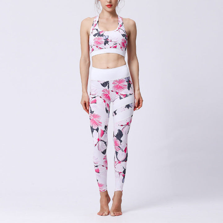 BWOOOH lotus print yoga leggings - 2Pcs Sunflower Flowers Leaves Print Top 