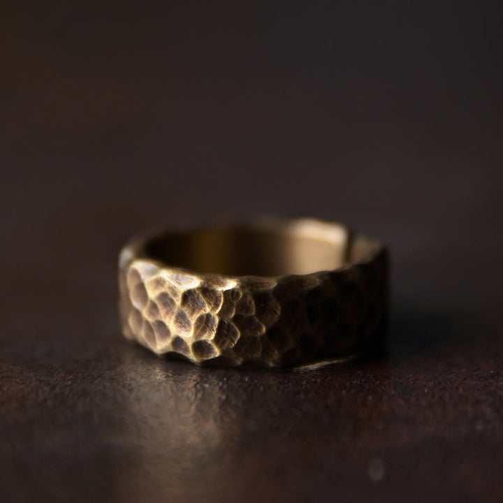 BWOOOH Tibetan Bump Texture Design Copper Brass Luck Ring