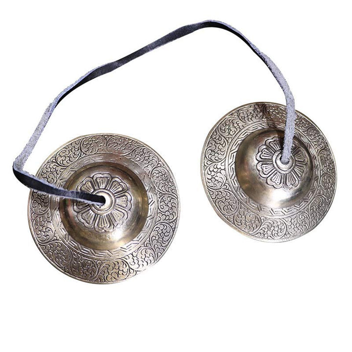 BWOOOH Tibetan Tingsha Bell Auspicious Cloud Six True Words Copper Wealth Decoration | Copper Tibetan bell