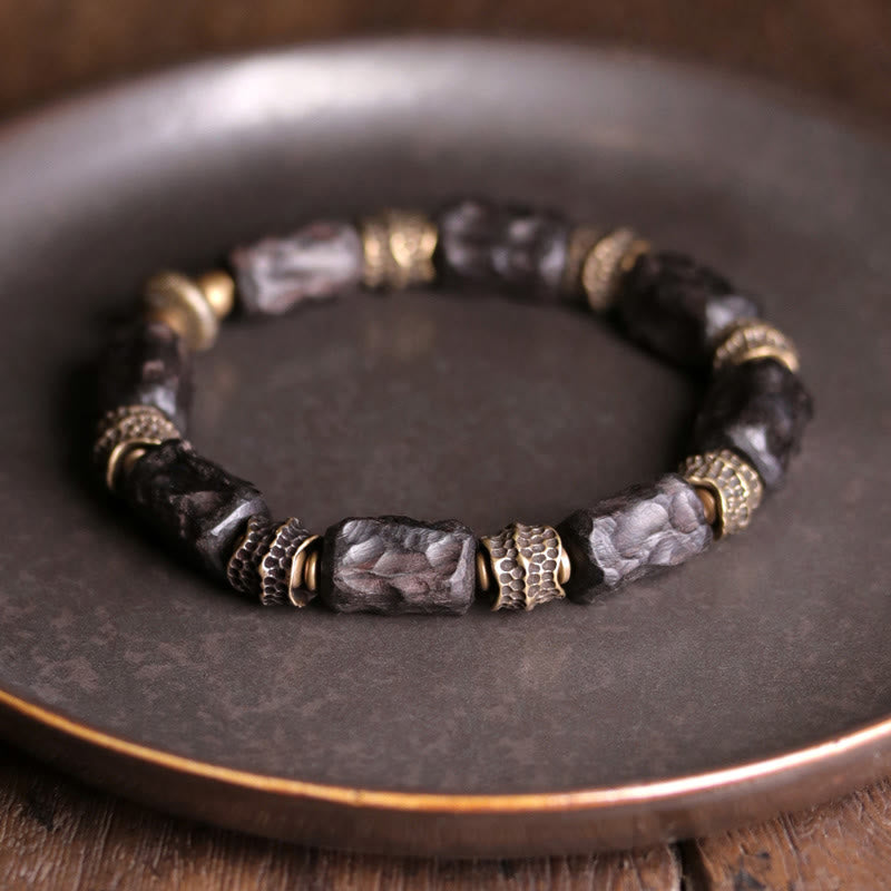 BWOOOH Tibetan Ebony Wood Copper Calm Peace Bracelet | natural stone spiritual bracelet for healing and mindful living