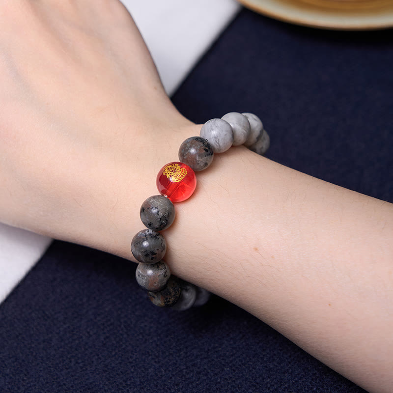 BWOOOH Tibetan Nine-Eye Dzi Bead Picasso Jasper Positive Bracelet