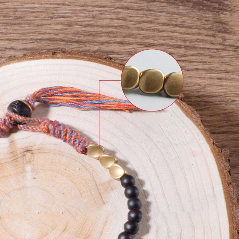 BWOOOH Handmade Tibetan Black Onyx Tassel Bracelet