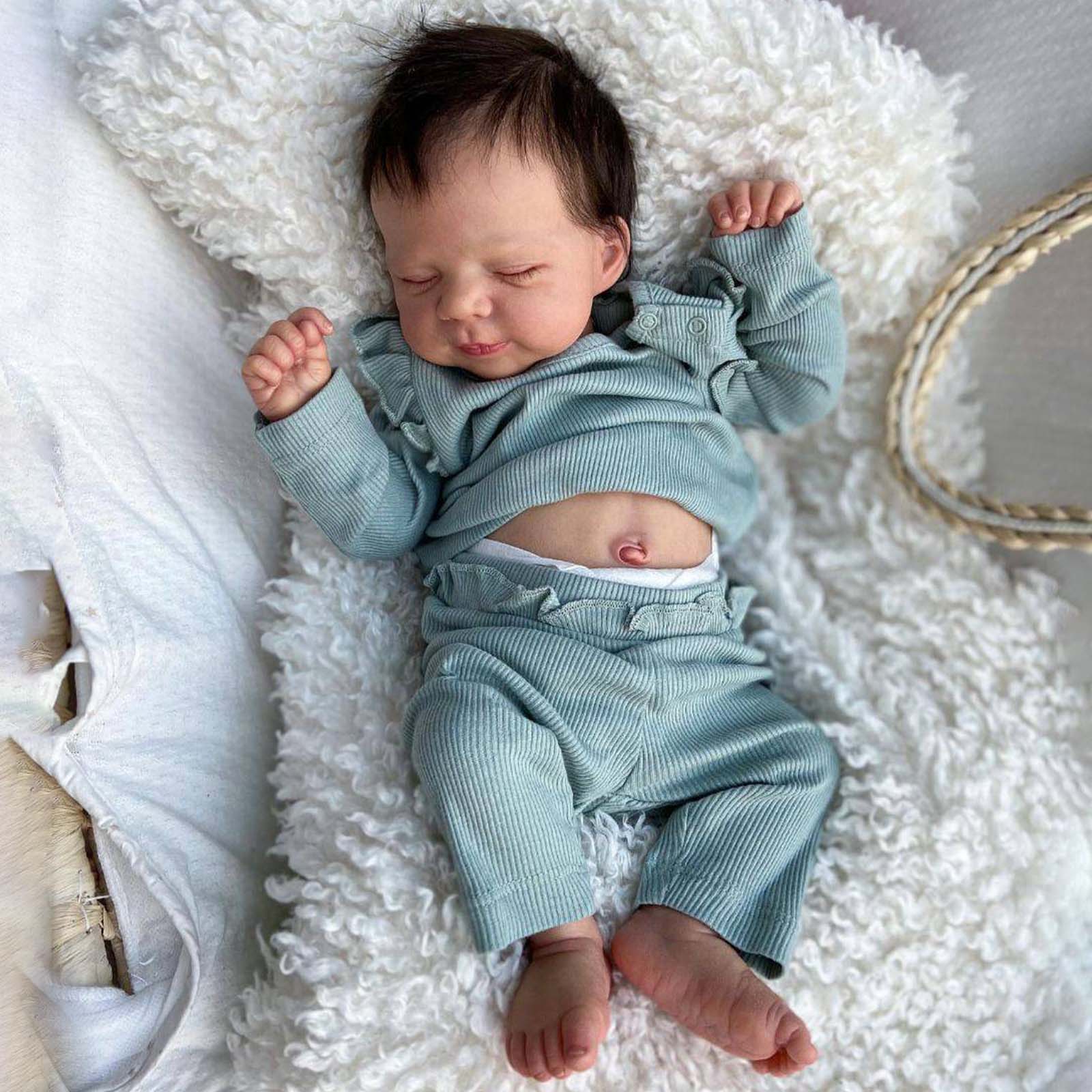 12"&16" Full Platinum Solid Silicone Sleeping Baby Doll Boy or Girl Bande and Soyada with Chubby Cheek & Limbs