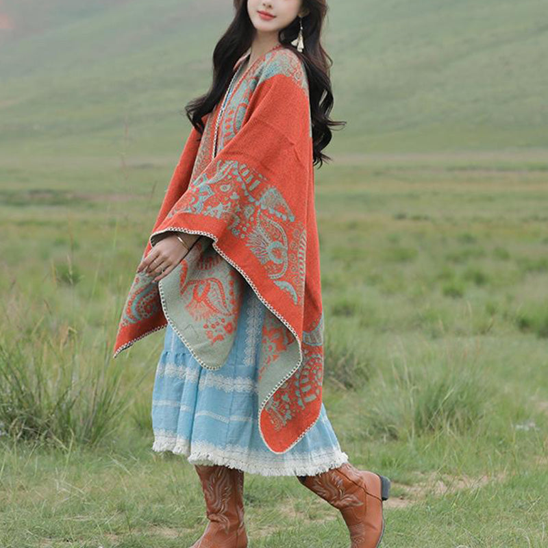 BWOOOH Tibetan Shawl Simple Pattern Winter Cozy Travel Sc