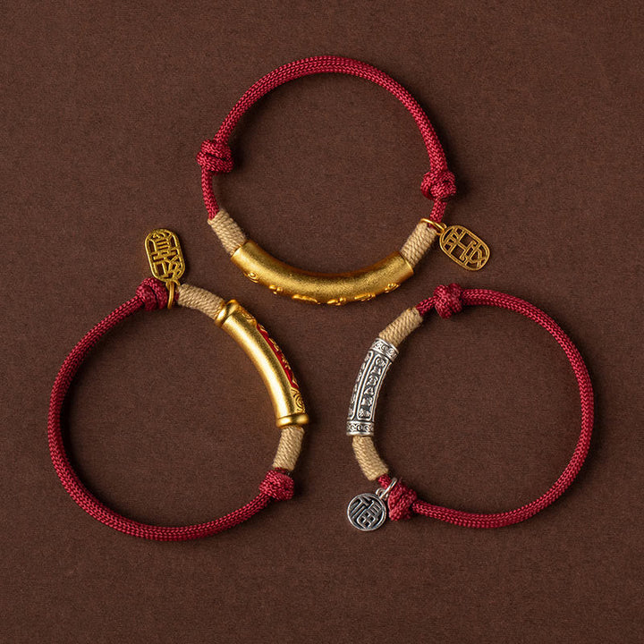 BWOOOH 999 Sterling Silver Tibet Handmade Om Mani Padme Hum Fu Character TopRank Character Luck Braided Bracelet