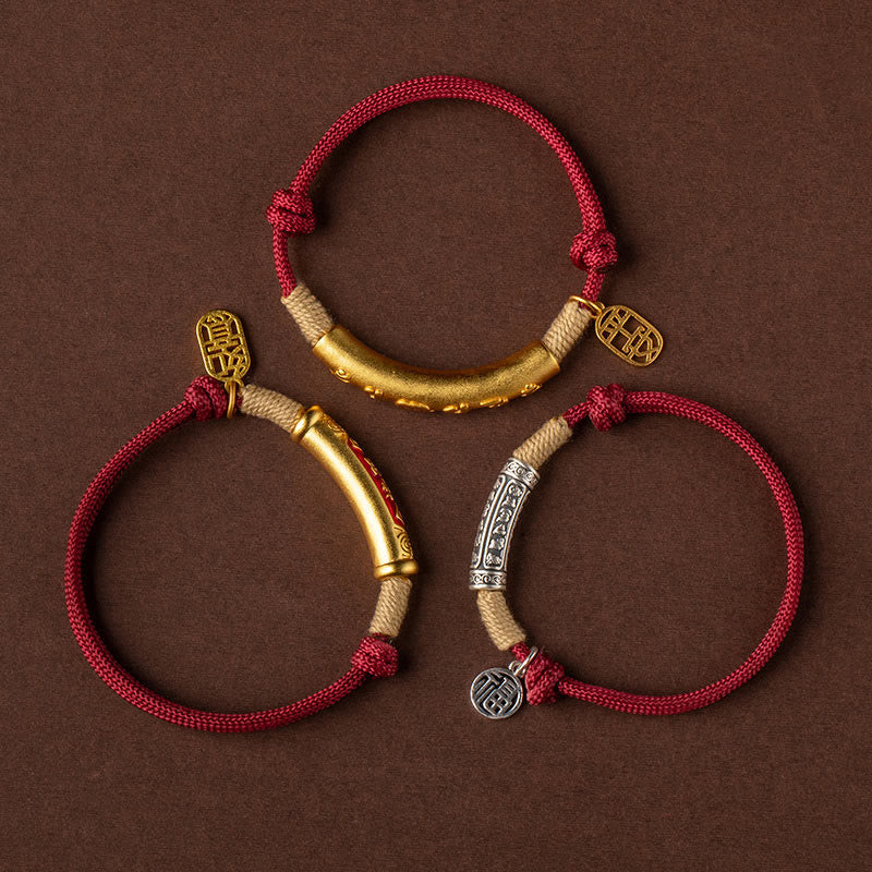 BWOOOH 999 Sterling Silver Tibet Handmade Om Mani Padme Hum Fu Character TopRank Character Luck Braided Bracelet